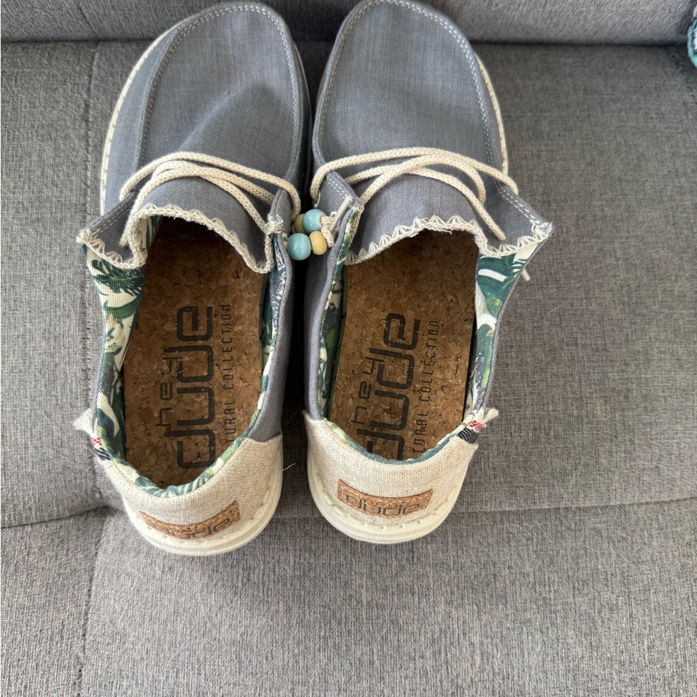 Hey Dude Light Denim / cream colored Size 7